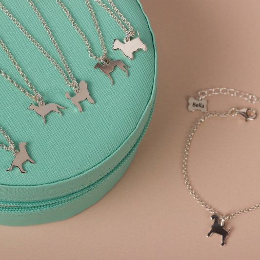 Silhouette Dog Chain Bracelet - Personalised - Sterling Silver - MYLEE London