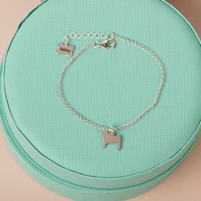 Silhouette Dog Chain Bracelet - Personalised - Sterling Silver - MYLEE London