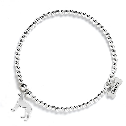 Sloughi Silhouette Silver Ball Bead Bracelet - Personalised - MYLEE London