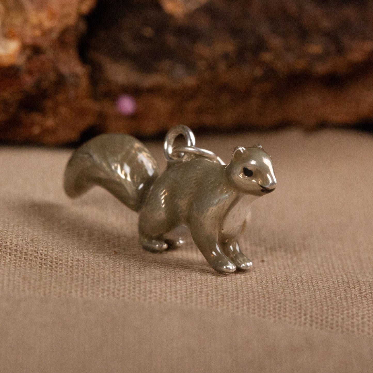 Squirrel Charm - Enamelled Sterling Silver - MYLEE London