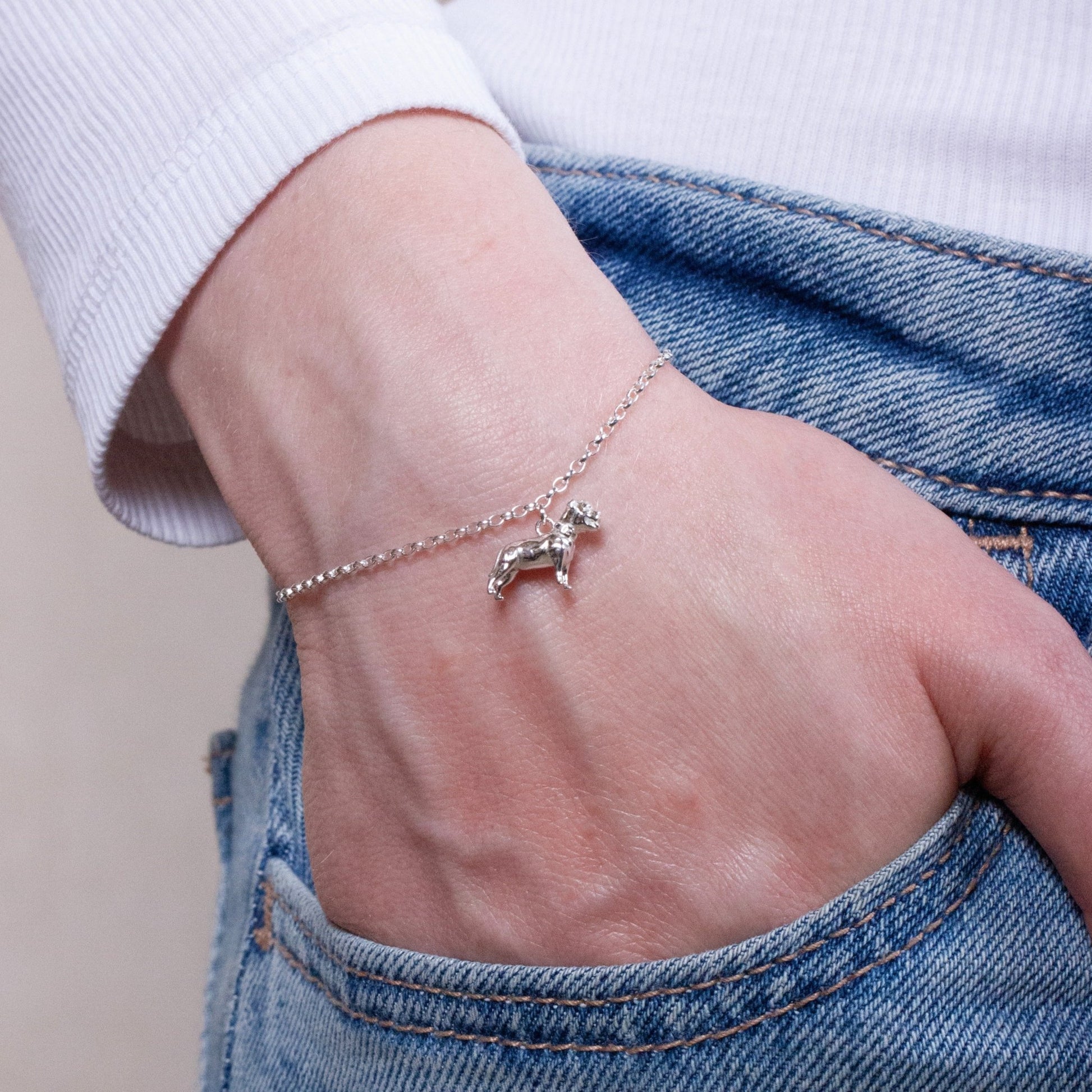 Staffordshire Bull Terrier Chain Bracelet - Personalised - Sterling Silver - MYLEE London