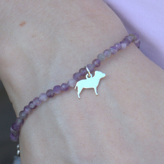 Staffordshire Bull Terrier Silhouette Crystal Bracelet - Personalised - MYLEE London