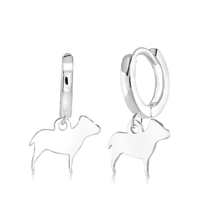 Staffordshire Bull Terrier Silhouette Silver Earrings - MYLEE London