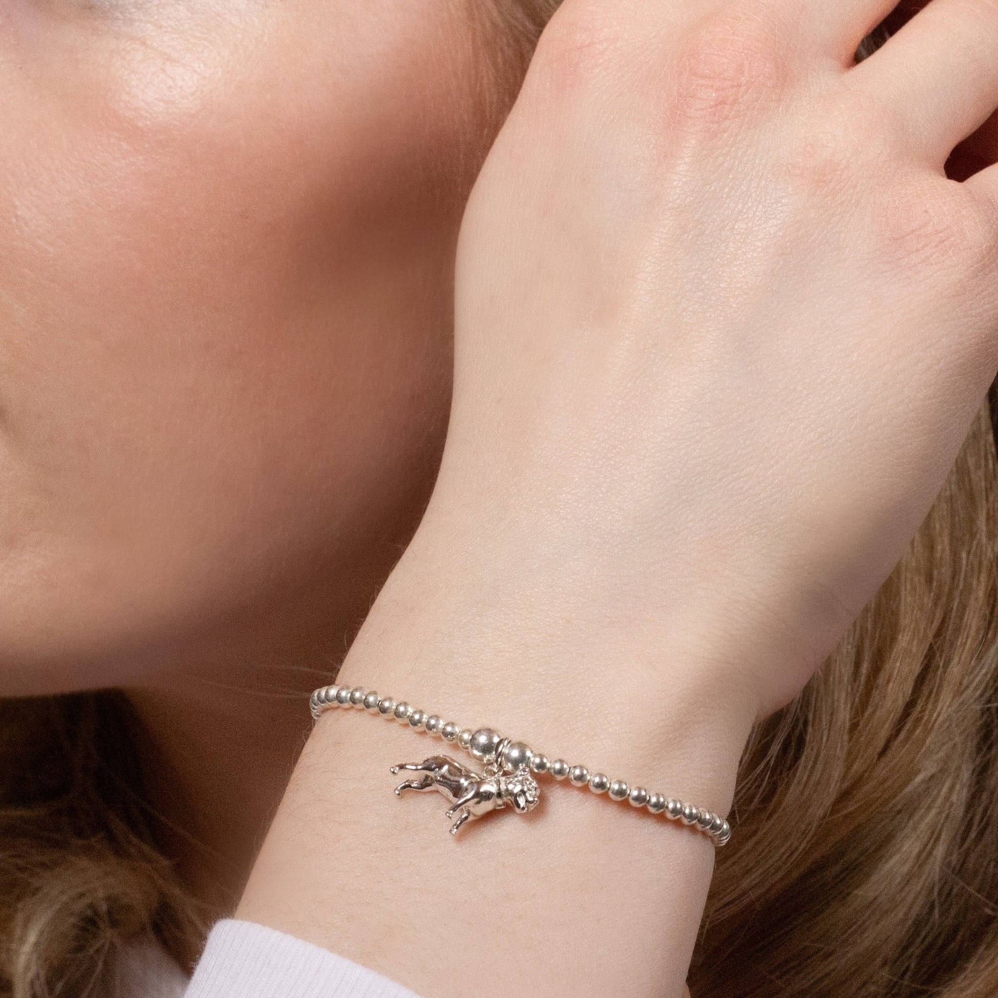 Staffordshire Bull Terrier Silver Ball Bead Bracelet - Personalised - MYLEE London
