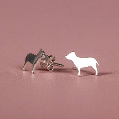 Staffordshire Bull Terrier Silver Stud Earrings - MYLEE London