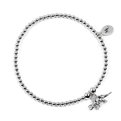 Stegosaurus Dinosaur on Silver Ball Bead Bracelet - MYLEE London