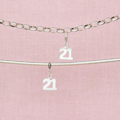 Number 21 sterling silver jewellery