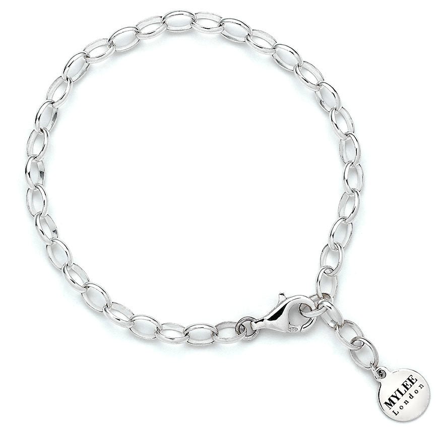 Sterling Silver Adjustable Chain Link Bracelet With Personalised Tag - MYLEE London