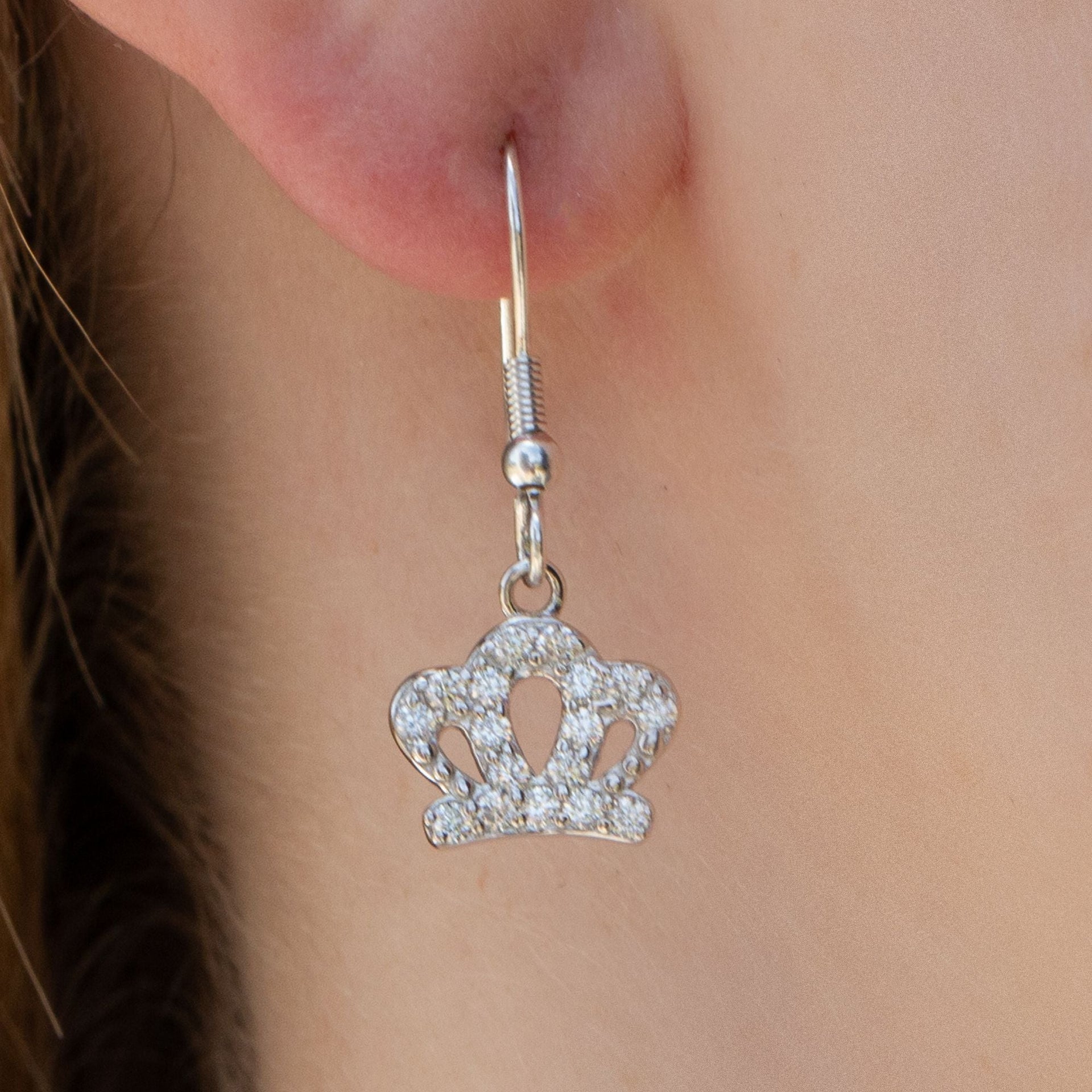Sterling Silver Crystal Crown Earrings – MYLEE London