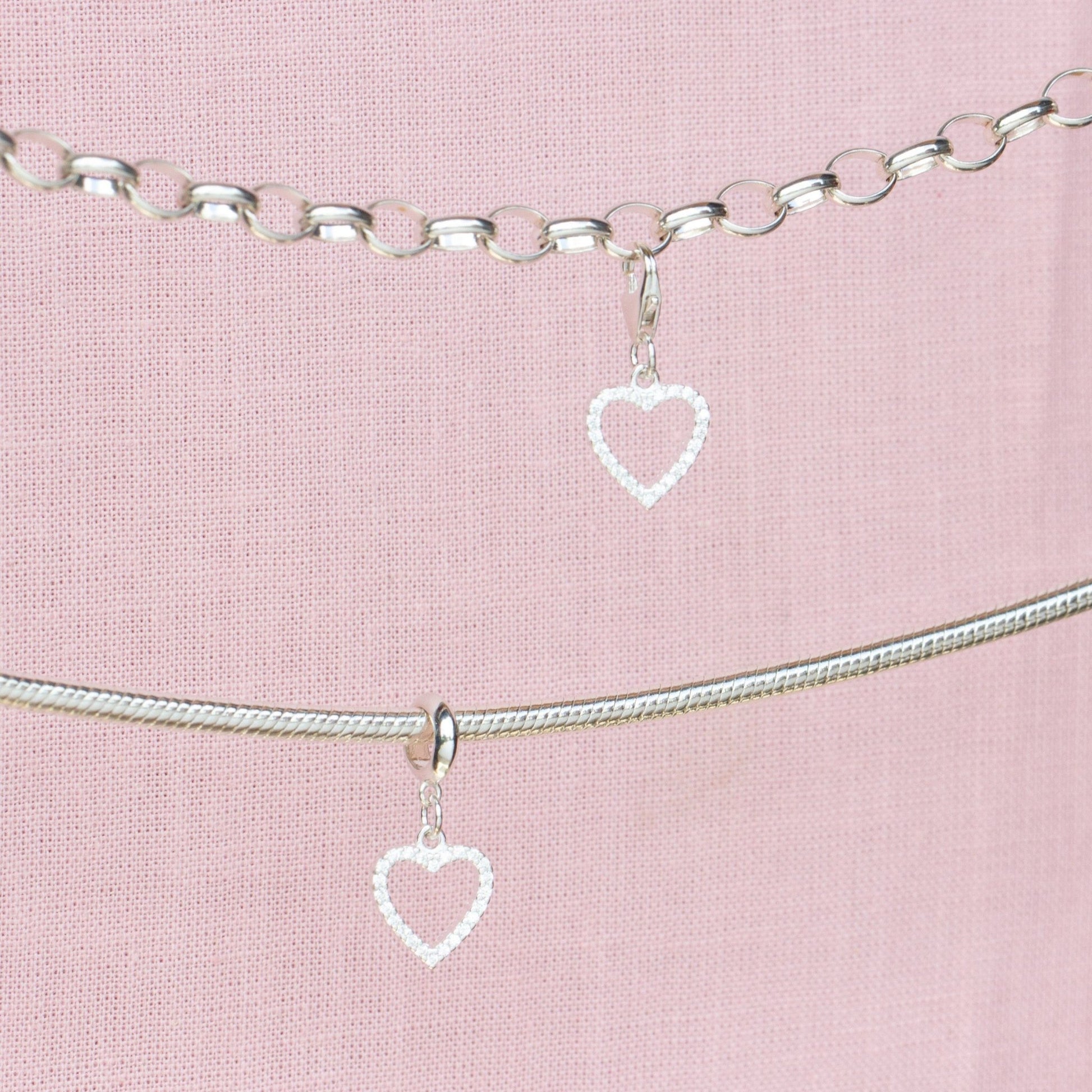 Sterling Silver Crystal Heart Charm - MYLEE London