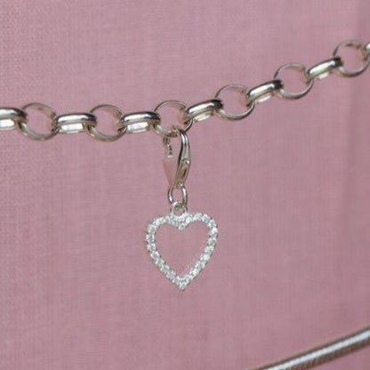 Sterling Silver Crystal Heart Charm - MYLEE London