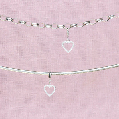 Sterling Silver Crystal Heart Charm - MYLEE London
