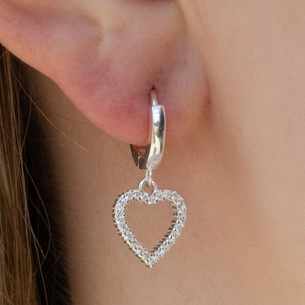 Sterling Silver Crystal Heart Earrings - MYLEE London