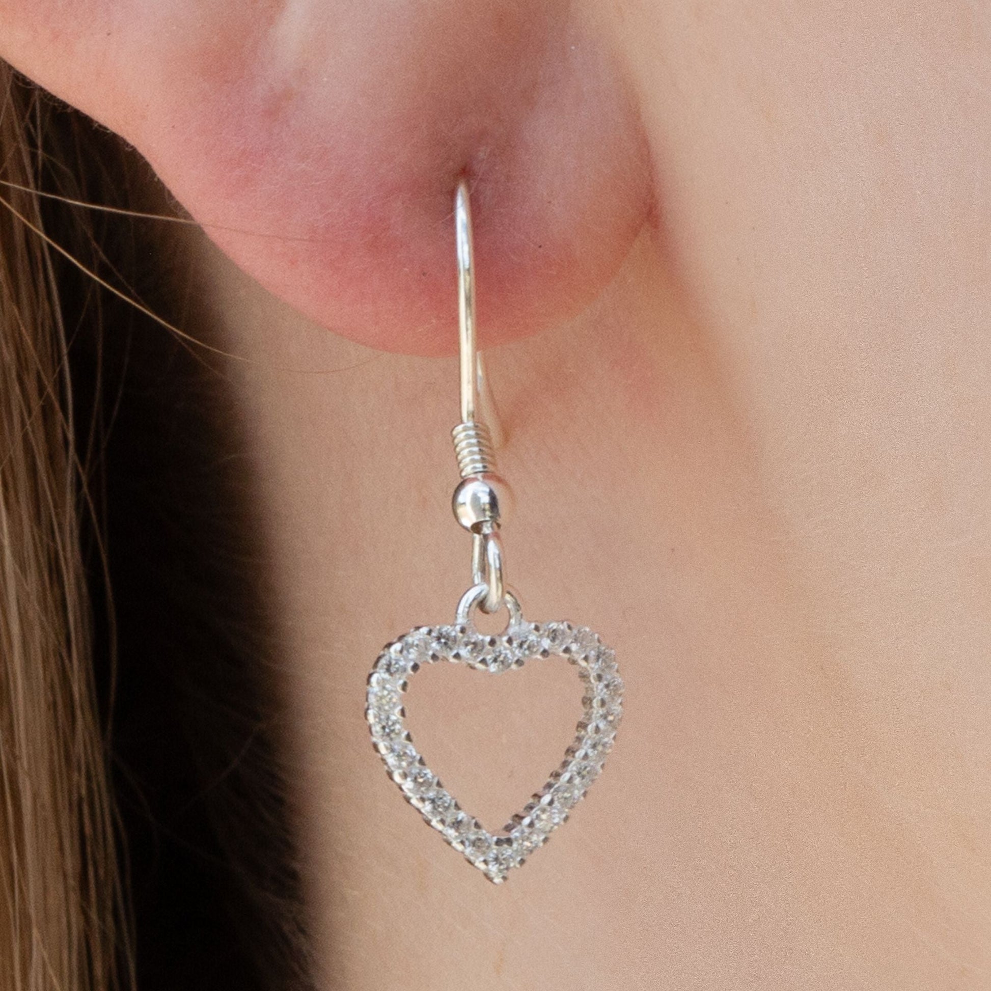 Sterling Silver Crystal Heart Earrings - MYLEE London