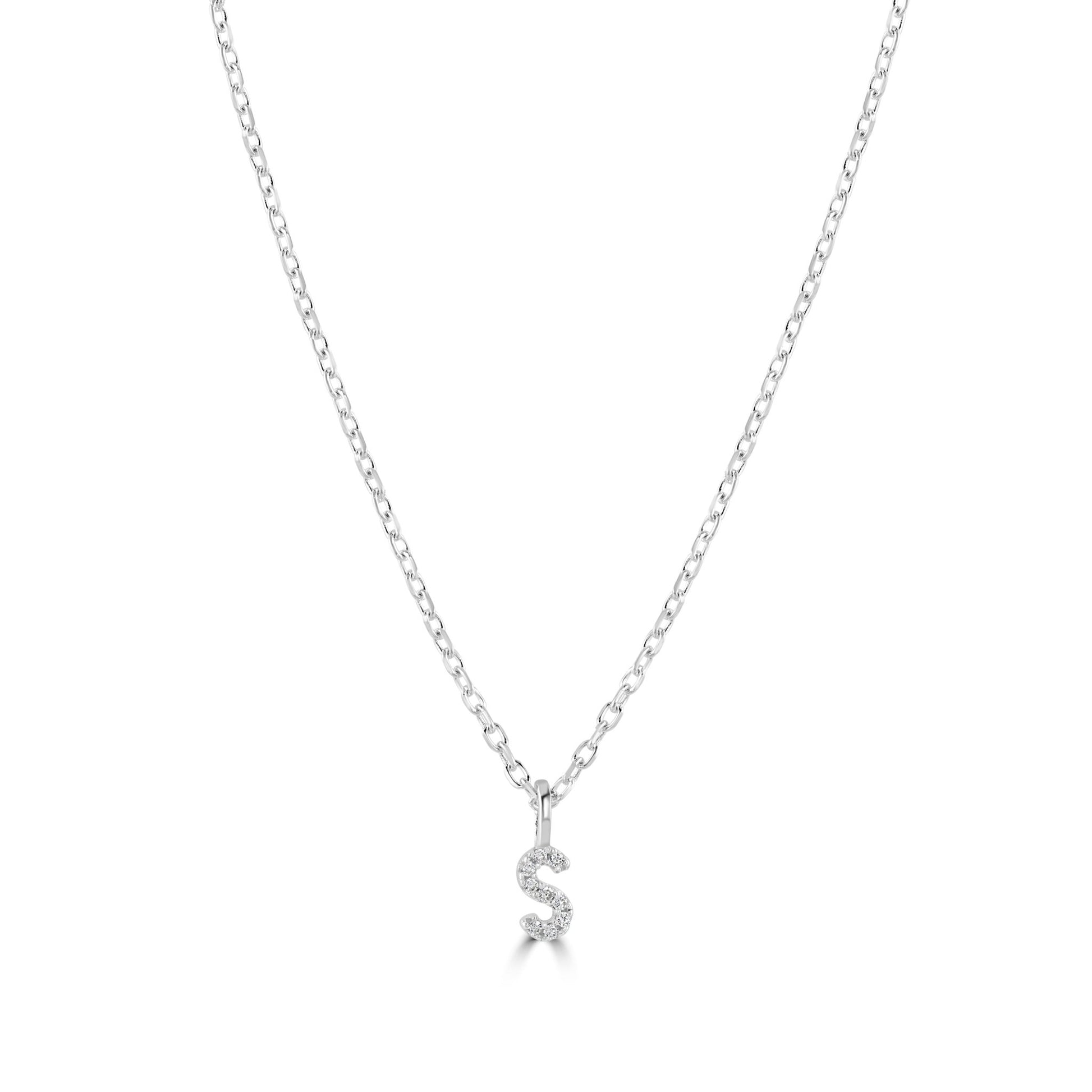 Sterling Silver Crystal Initial Necklace - MYLEE London