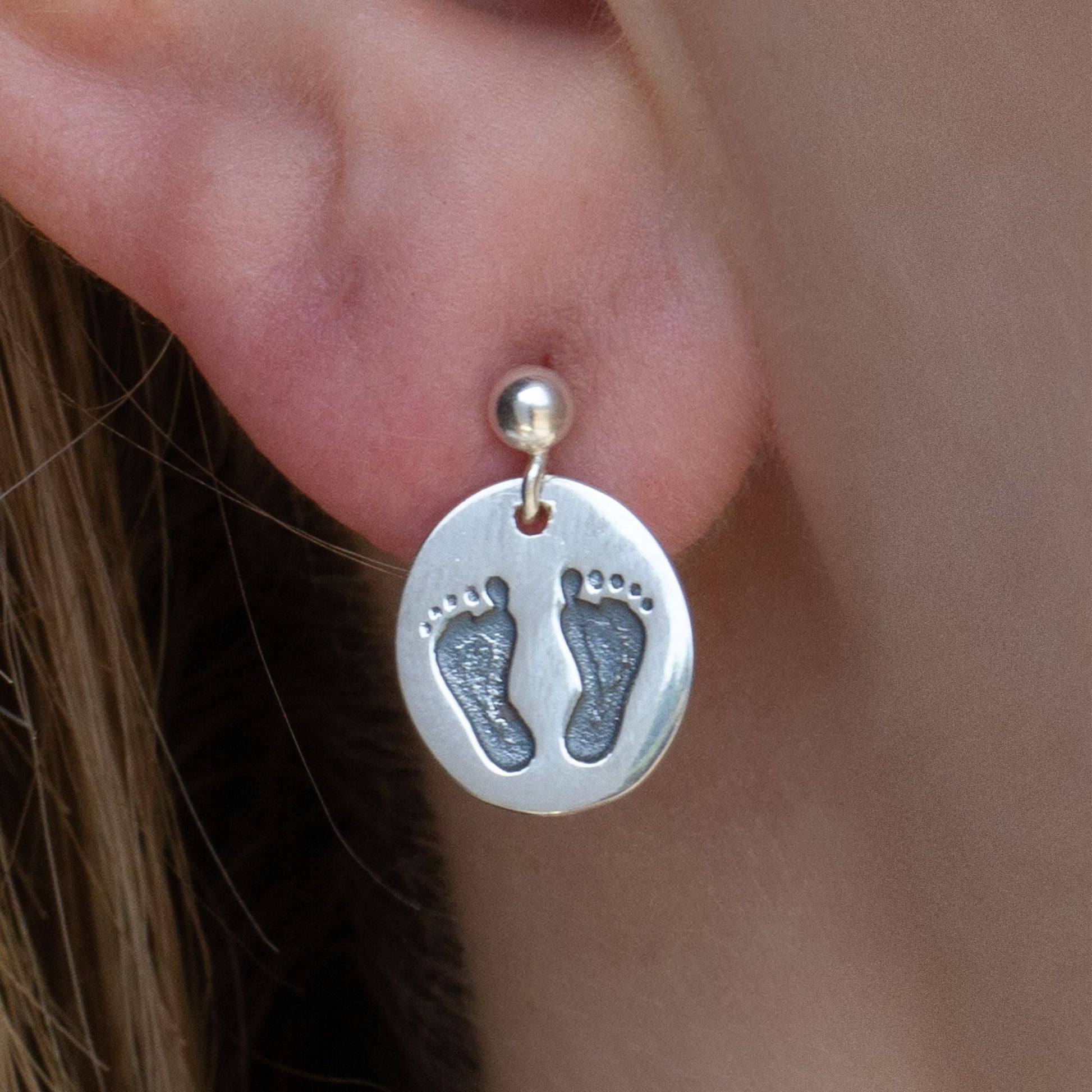 Sterling Silver Footprints Earrings - MYLEE London
