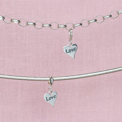 Sterling Silver Love Heart Charm - MYLEE London