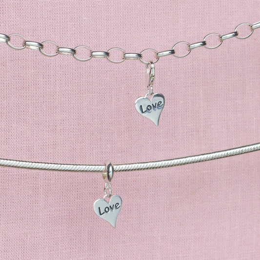 Sterling Silver Love Heart Charm - MYLEE London
