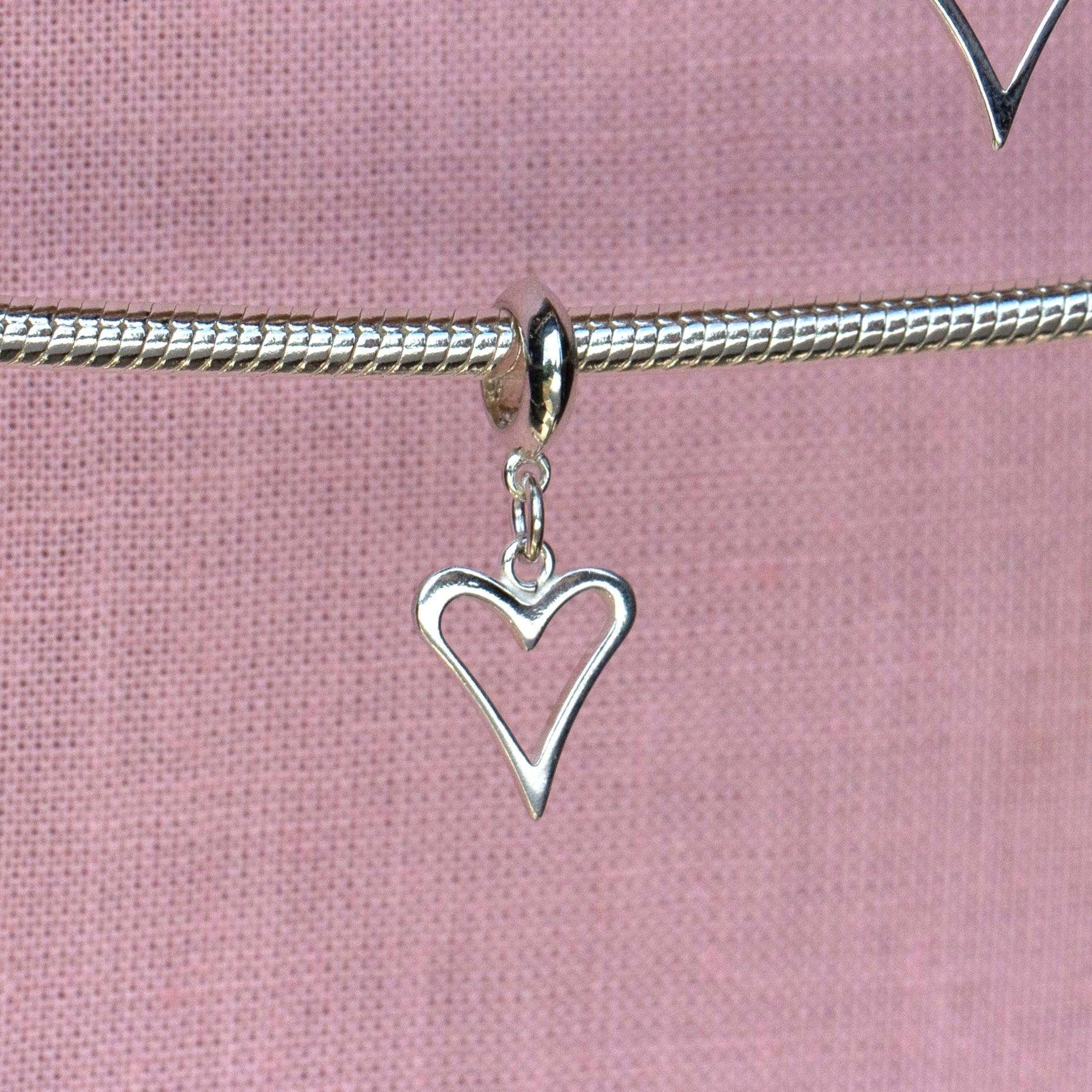 Sterling Silver Open Heart Charm - MYLEE London