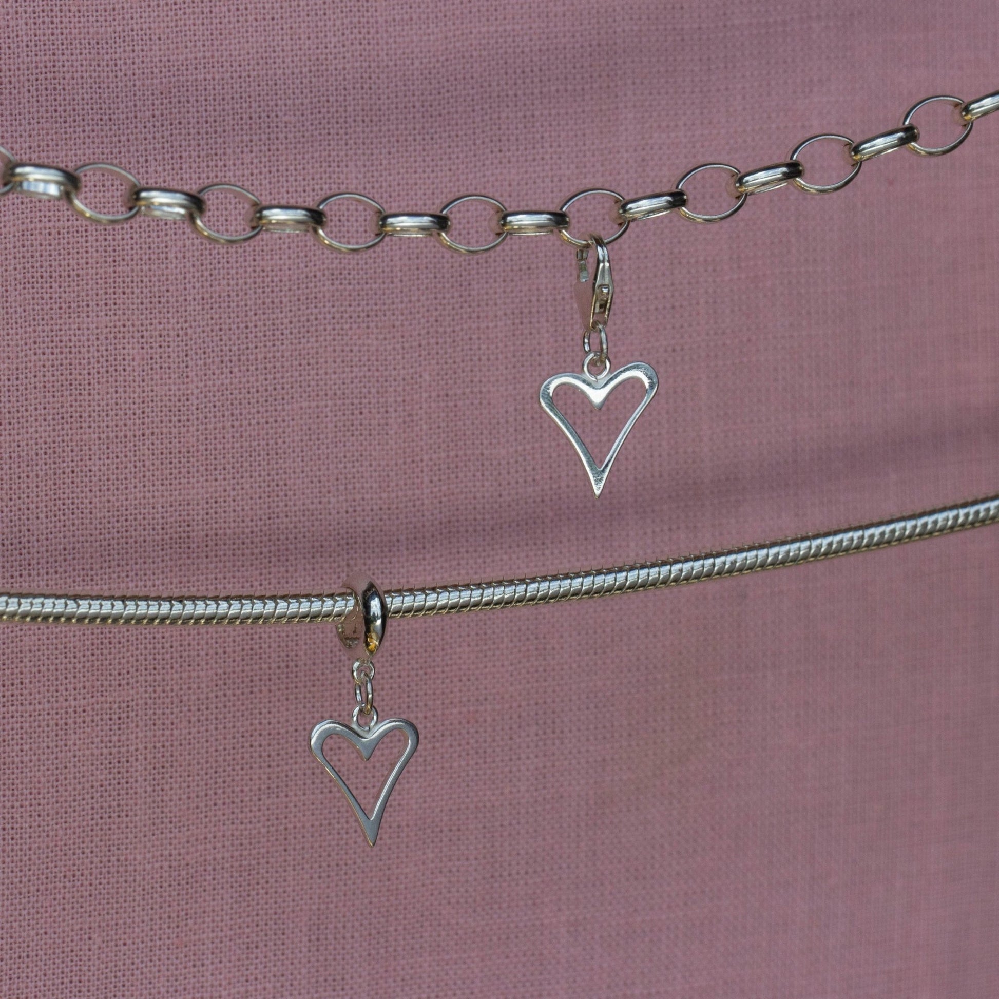 Sterling Silver Open Heart Charm - MYLEE London