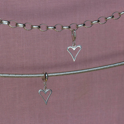Sterling Silver Open Heart Charm - MYLEE London