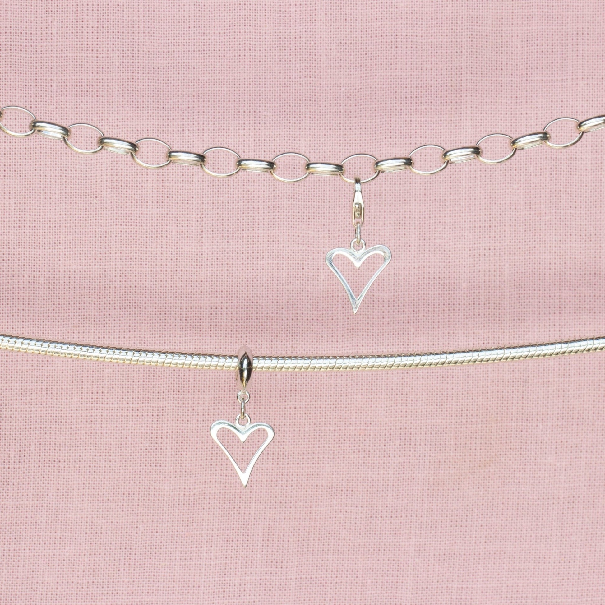 Sterling Silver Open Heart Charm - MYLEE London