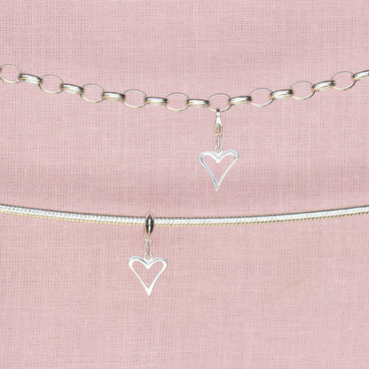 Sterling Silver Open Heart Charm - MYLEE London