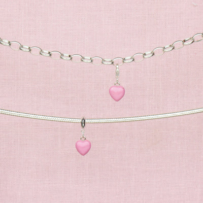 Pink Enamel Heart sterling silver jewellery