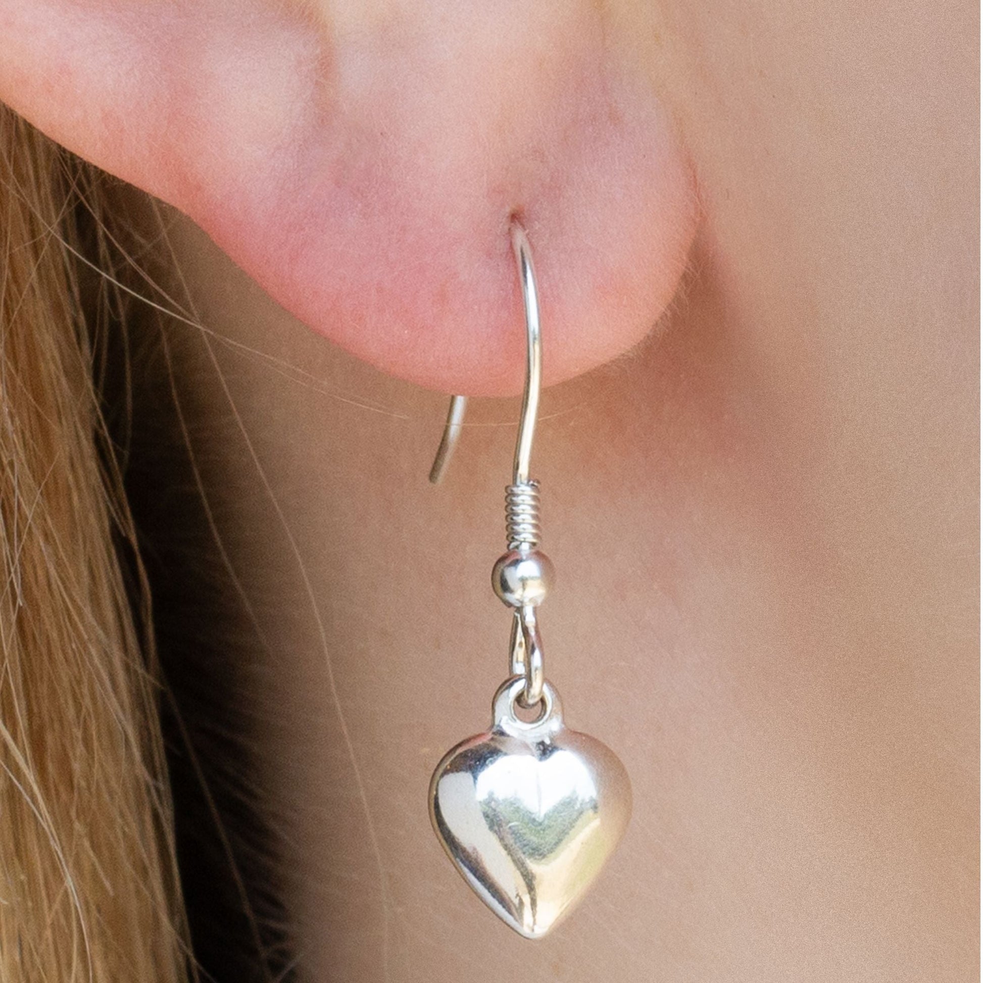 Sterling Silver Puffy Heart Earrings - MYLEE London