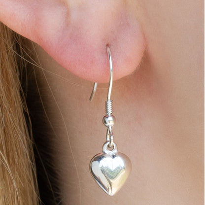 Sterling Silver Puffy Heart Earrings - MYLEE London