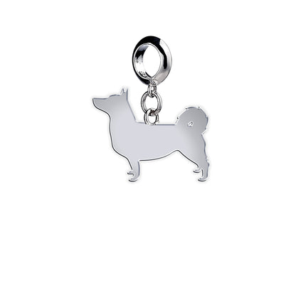 Swedish Vallhund Silhouette Silver Charm - MYLEE London