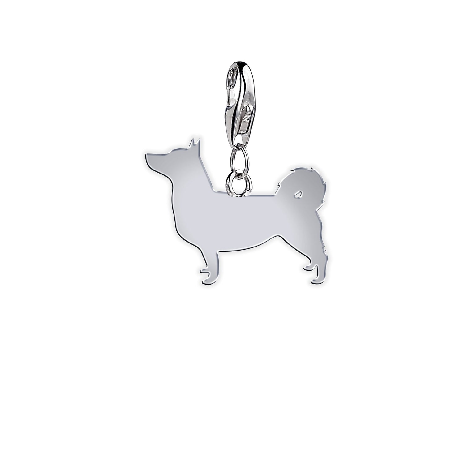 Swedish Vallhund Silhouette Silver Charm - MYLEE London