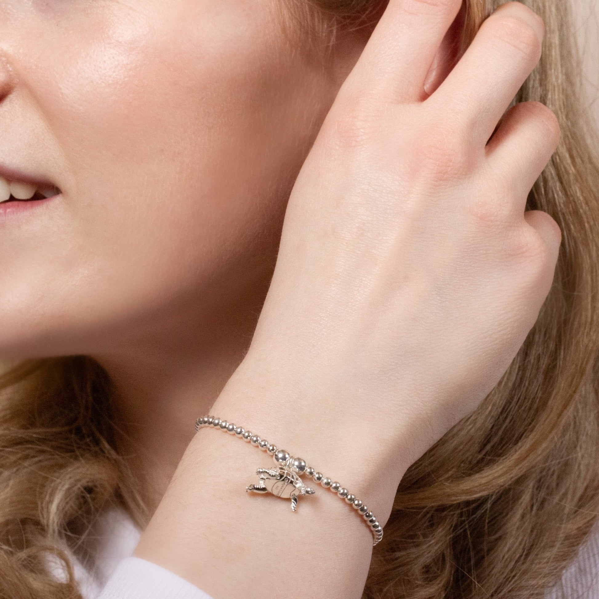 Tortoise Silver Ball Bead Bracelet - Personalised - MYLEE London