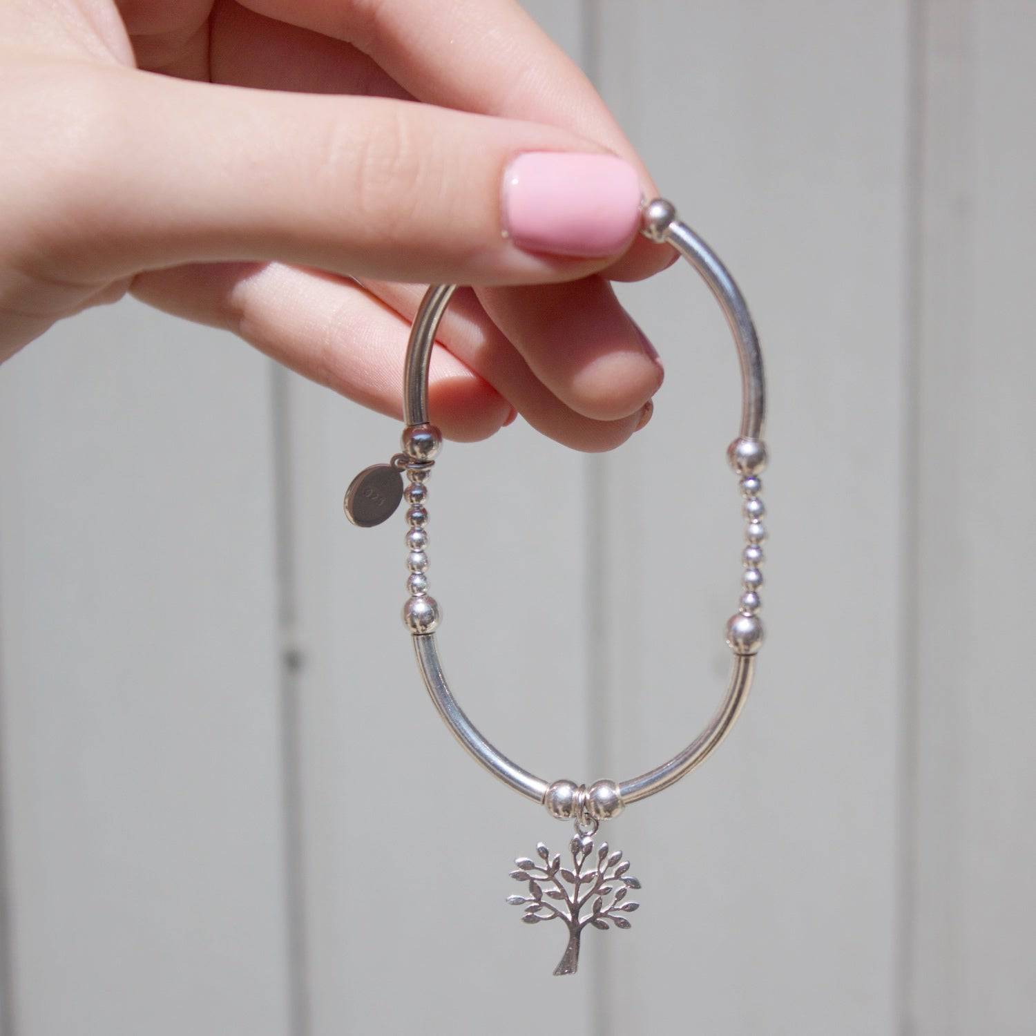 Tree of Life on Silver Ball & Noodle Bead Bracelet - MYLEE London