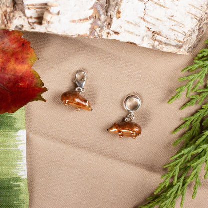 Hedgehog Charm - Enamelled Sterling Silver