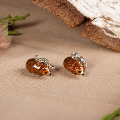 Hedgehog Charm - Enamelled Sterling Silver