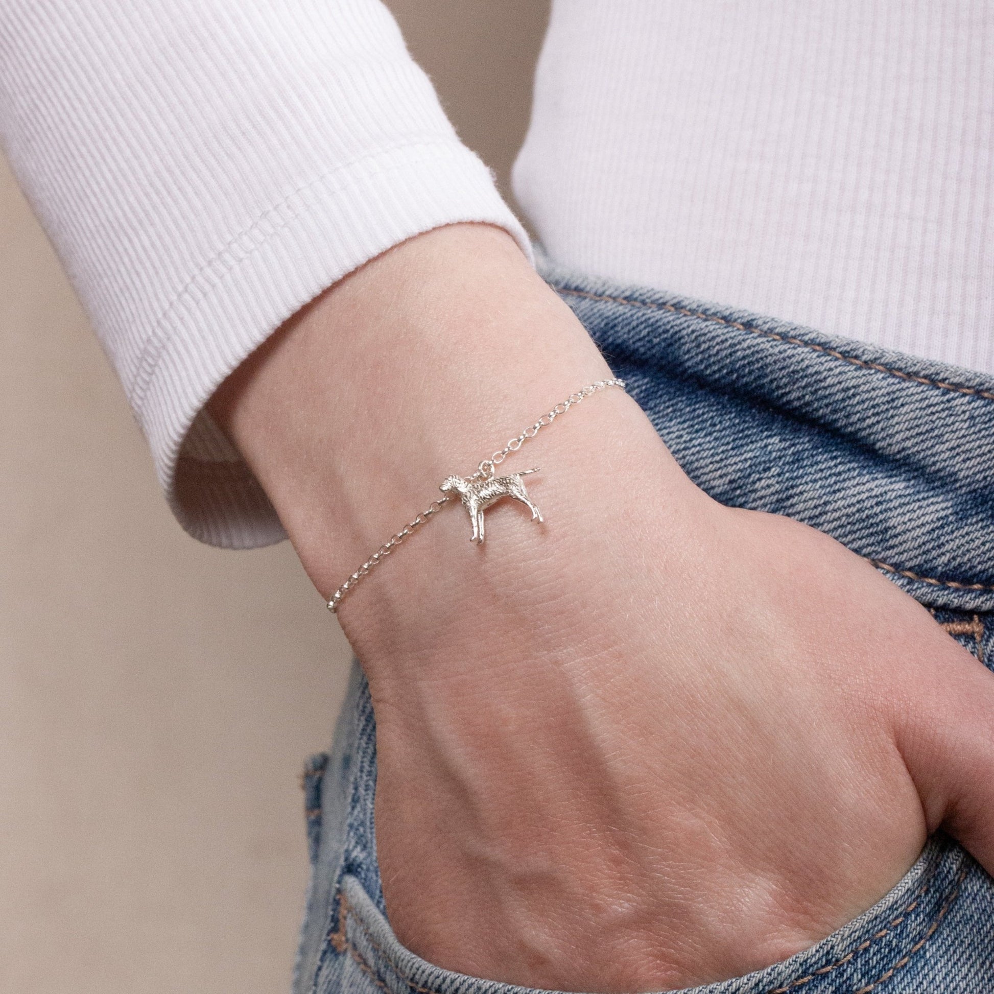 Vizsla Dainty Chain Bracelet - Personalised - Sterling Silver - MYLEE London