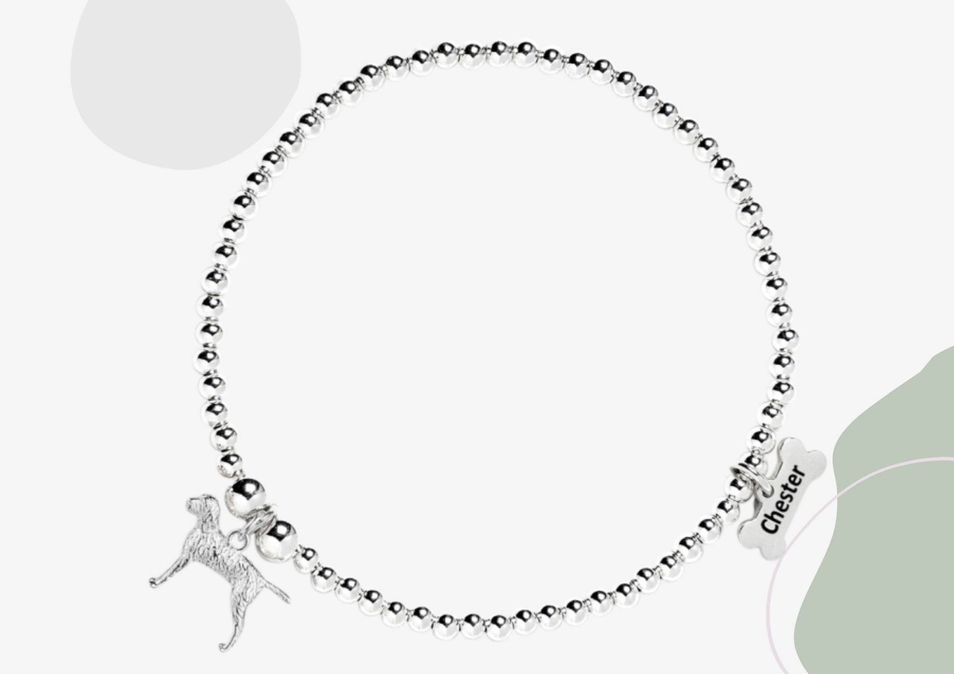 Vizsla Silver Ball Bead Bracelet - Personalised - MYLEE London