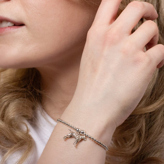 Vizsla Silver Ball Bead Bracelet - Personalised - MYLEE London