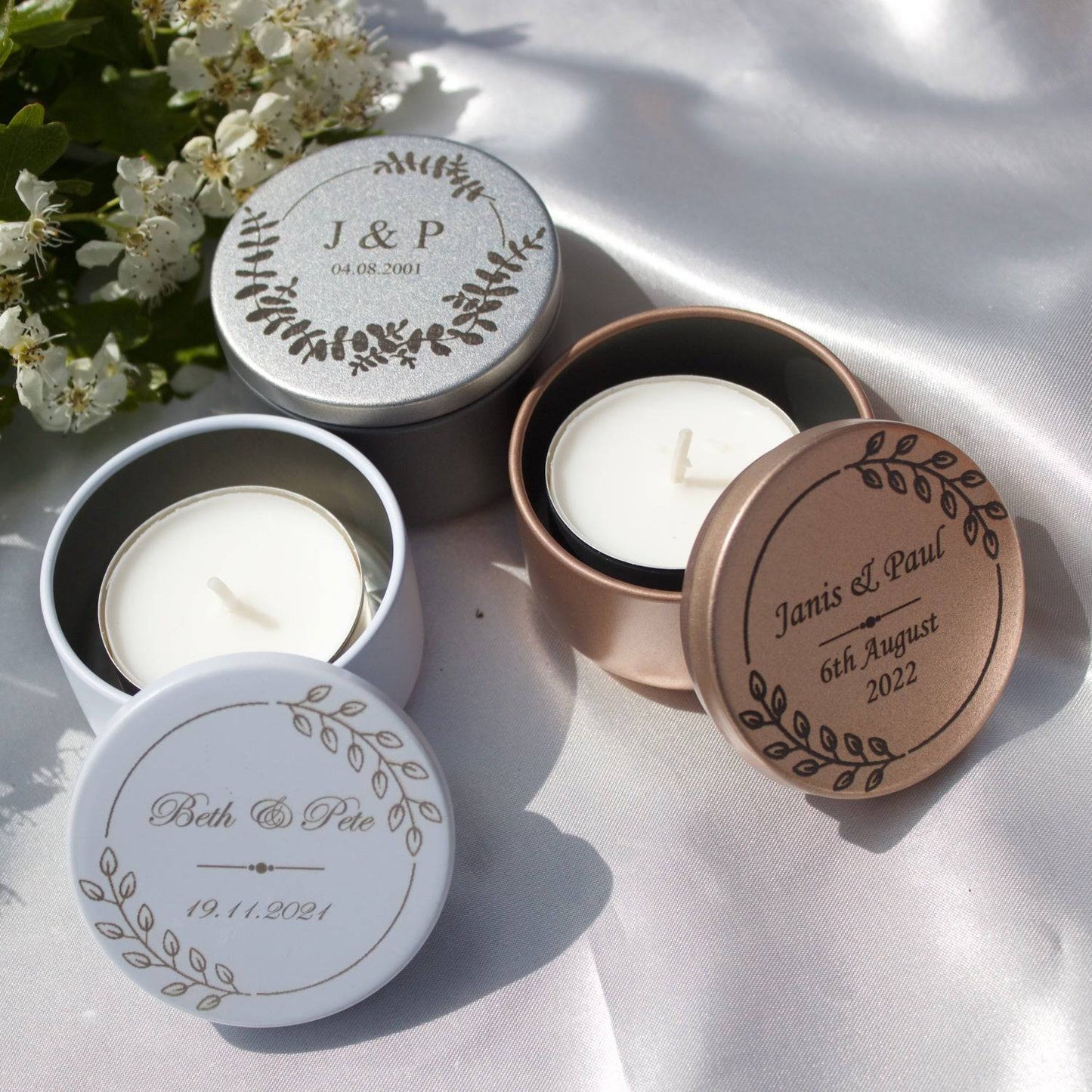 Wedding Favour Personalised Metal Trinket Tins - MYLEE London