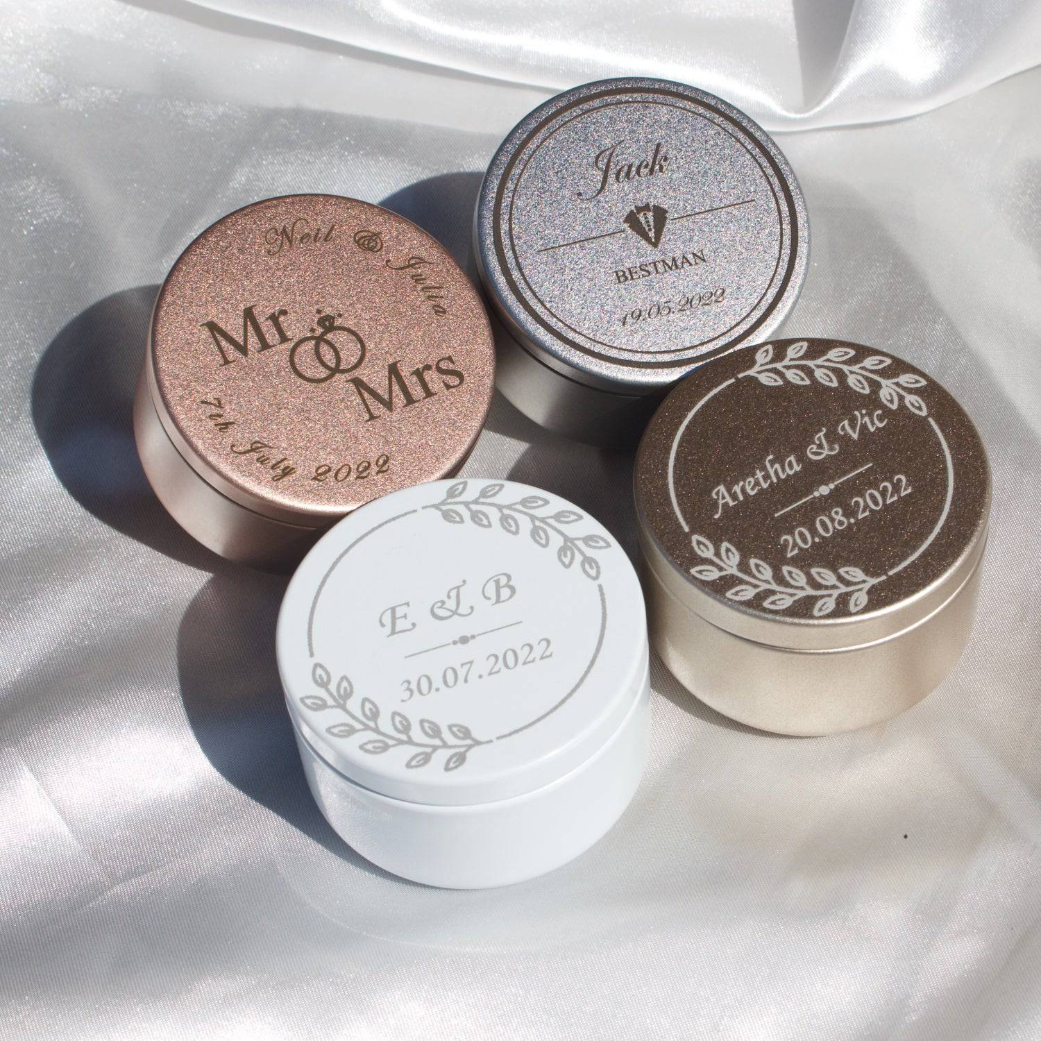 Wedding Favour Personalised Metal Trinket Tins - MYLEE London