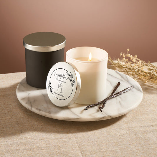 Wedding Soy Wax Scented Candle With Personalised Metal Lid - MYLEE London