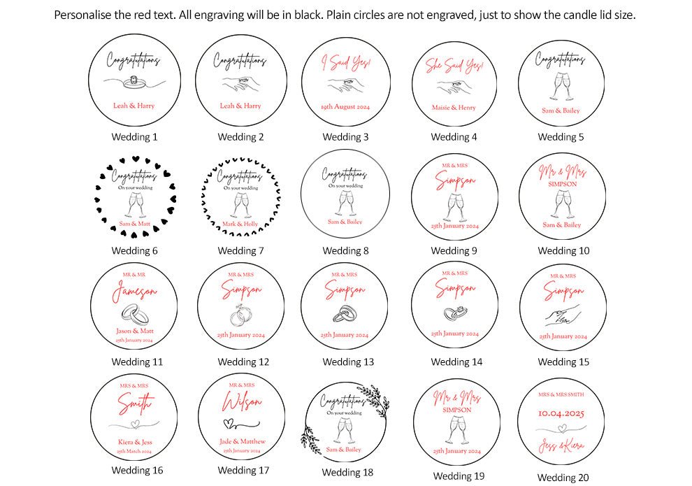 Wedding Soy Wax Scented Candle With Personalised Metal Lid - MYLEE London