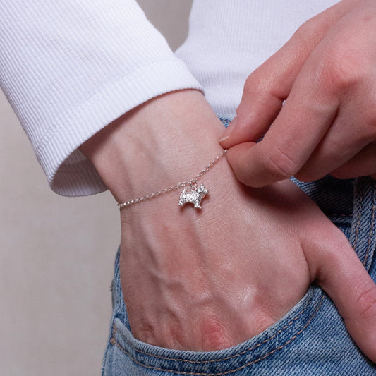 Westie Dainty Chain Bracelet - Personalised - Sterling Silver - MYLEE London