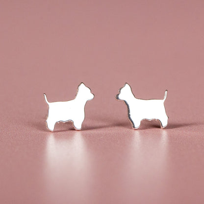 Westie Silver Stud Earrings - MYLEE London