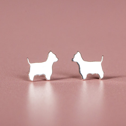Westie Silver Stud Earrings - MYLEE London