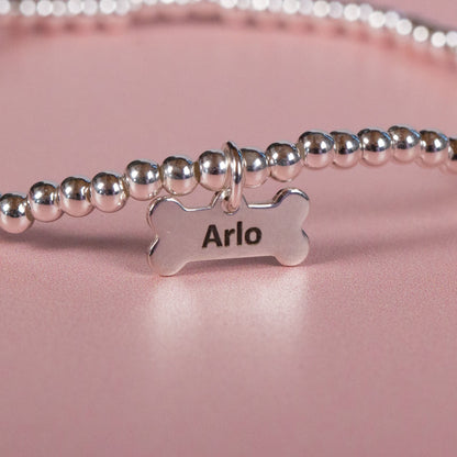 Whippet Silver Ball Bead Bracelet - Personalised - MYLEE London