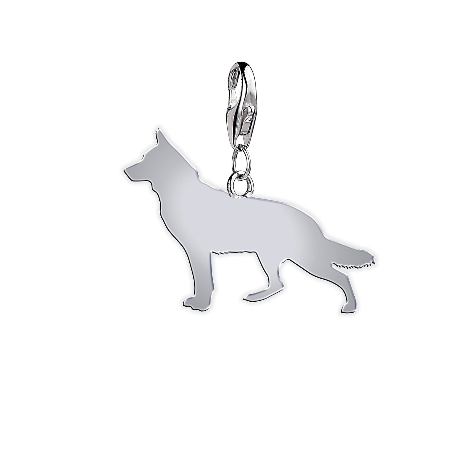 White Swiss Shepherd Dog Silhouette Silver Charm - MYLEE London