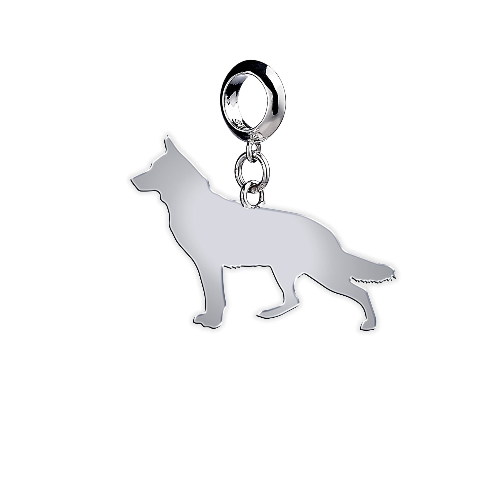 White Swiss Shepherd Dog Silhouette Silver Charm - MYLEE London