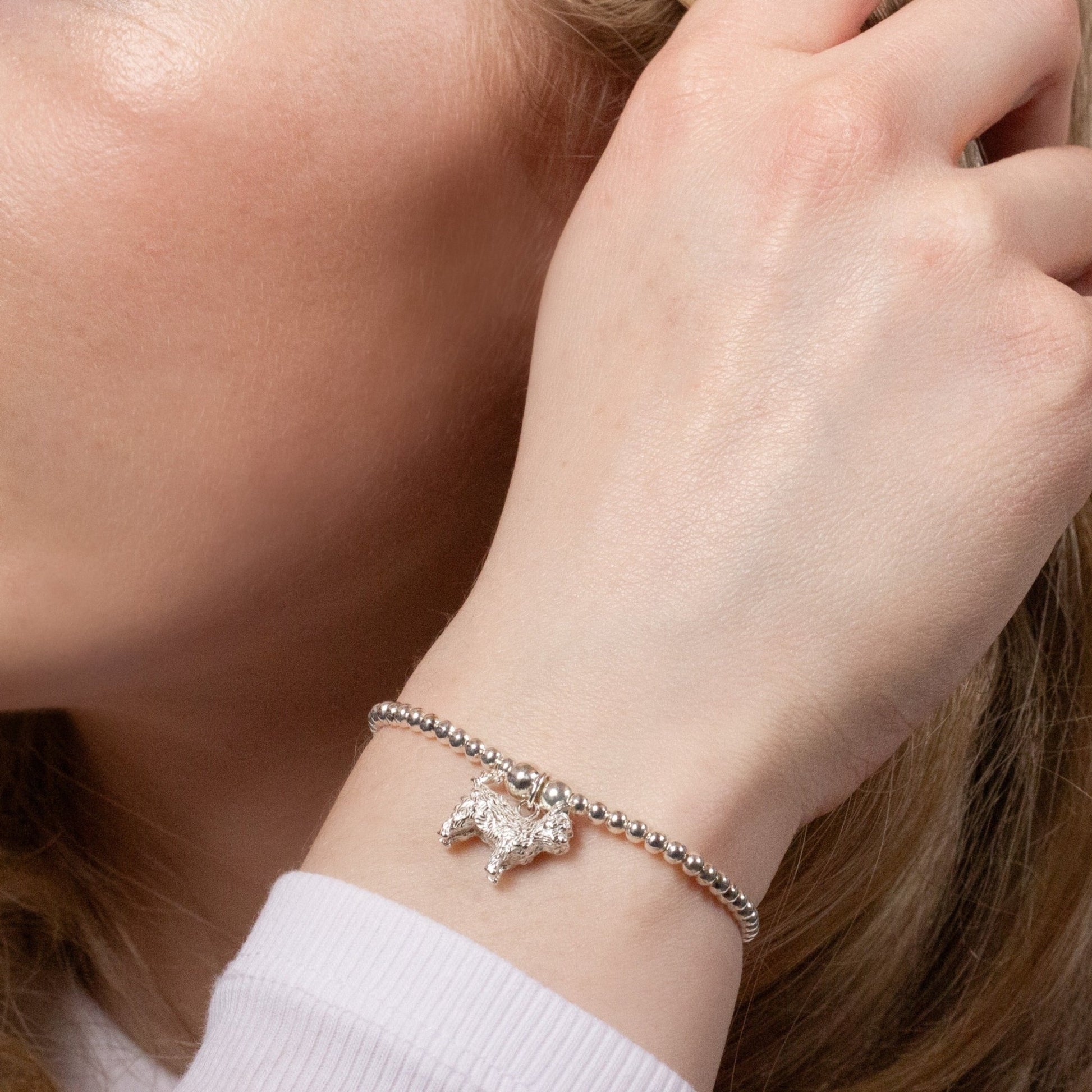 Yorkshire Terrier (Short Haired) Silver Ball Bead Bracelet - Personalised - MYLEE London